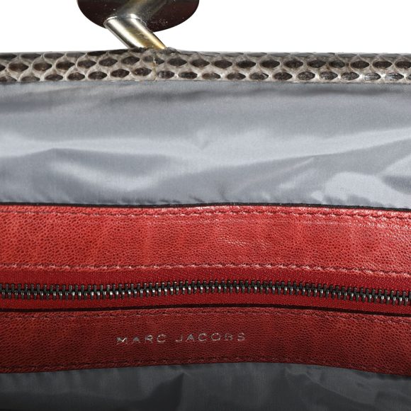 Marc Jacobs Red Leather & Gray Snakeskin Stam Bag - Picture 7 of 7